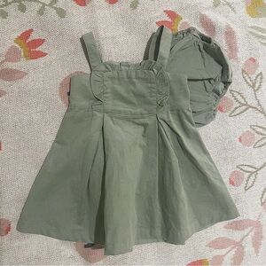 Angel Dear Green Dress and Diaper Cover Bottoms (3-6m)